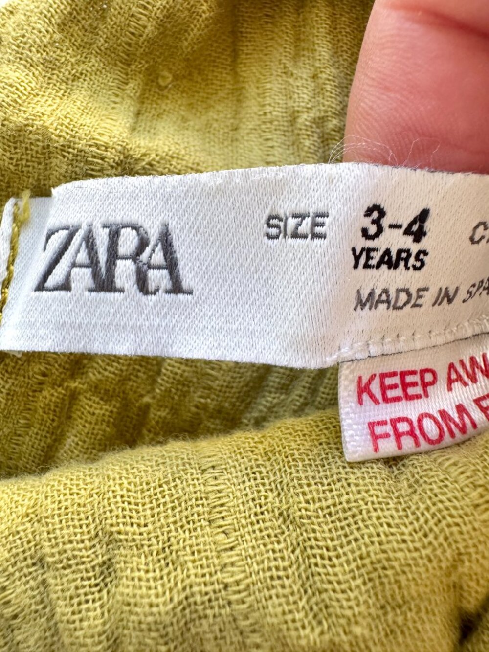 Zara Kids Chartreuse Gauze Romper Sz 3-4 Playsuit - Picture 5 of 9